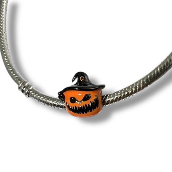 Jack-O'-Lantern Witch Pumpkin Pandora Compatible Charm - Picture 2 of 7